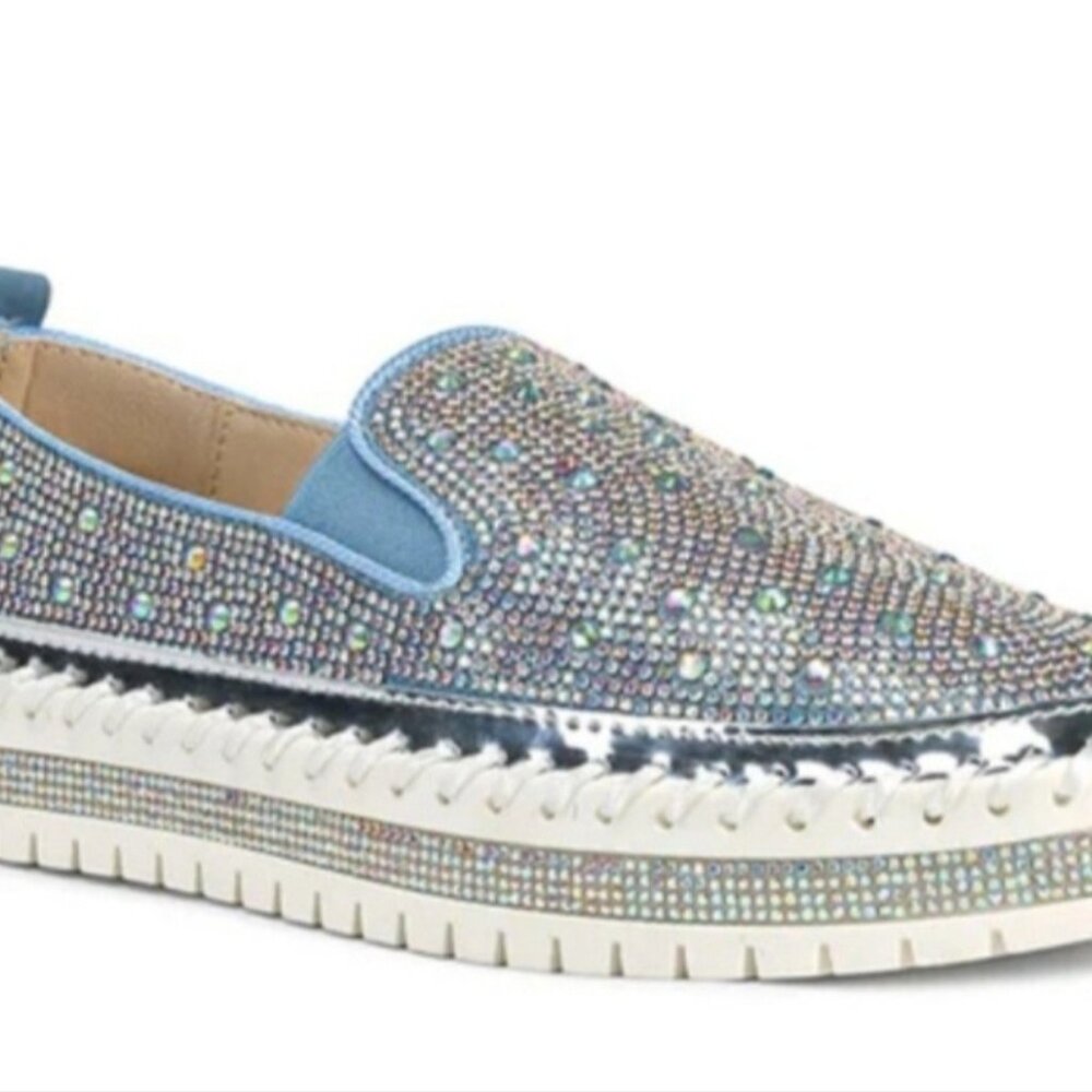 Azalea Wang Denim Slip on w/ Box  - NEW